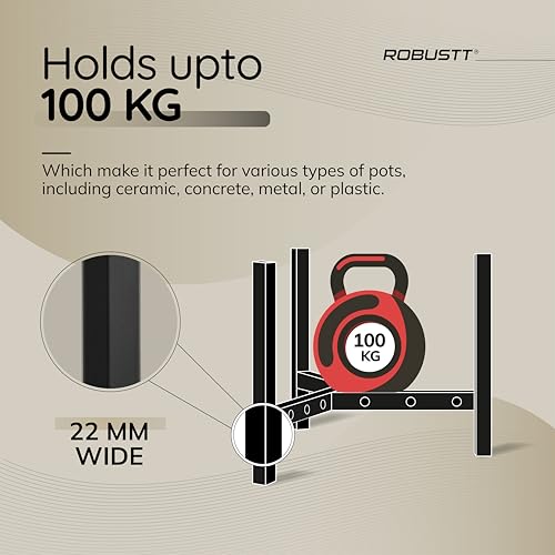 Image of Robustt 3-Leg Adjustable Metal Plant Stand for 8, 10 & 12 Inch Pots, Set of 2 | Dual Height Options | Supports Up to 100 kg | Rust-Proof Finish with Anti-Slip Base | Ideal for Balcony and Garden