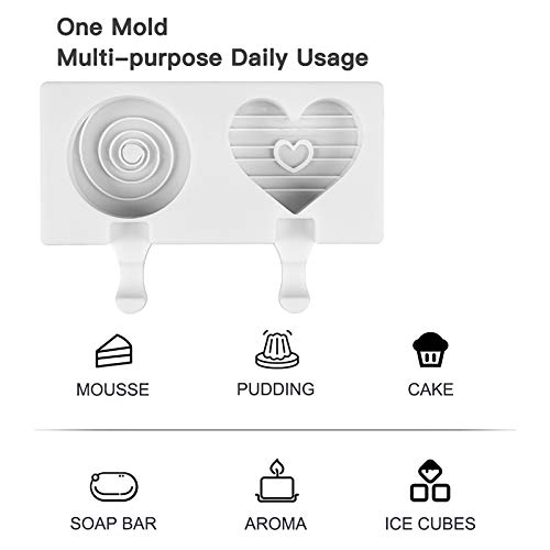 Motzu Ice Cream Molds, Silicone Ice Pop Mold Popsicle Moulds, Diy Ice Cream Maker With 60Pcs Wooden Sticks, Classic Oval, Non-Stick (Circle & Heart Shape) #TOP5