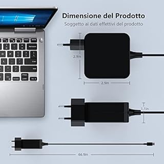 Caricatore USB C 65W Alimentatore Type C PC Portatile per Macbook Pro/Air, Lenovo Thinkpad, Huawei MateBook D14/D15, HP Spectre, ASUS Chromebook, Acer, Dell, Google, Samsung, Xiaomi Caricabatterie