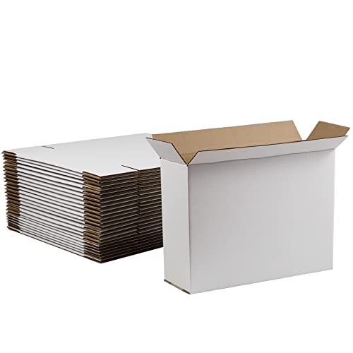 Image of 12x9x4 Inches Shipping Boxes, White Corrugated Cardboard Boxes for Small Bussiness, 25 Pack