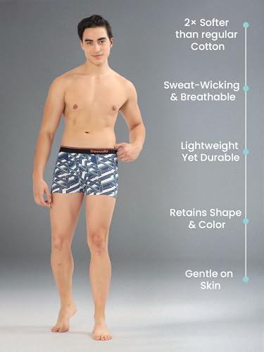 Image of Freecultr Men's Tipline Cotton Trunk Stretch Printed Trunks with Stylish Waistband | Breathable Innerwear for All-Day Comfort