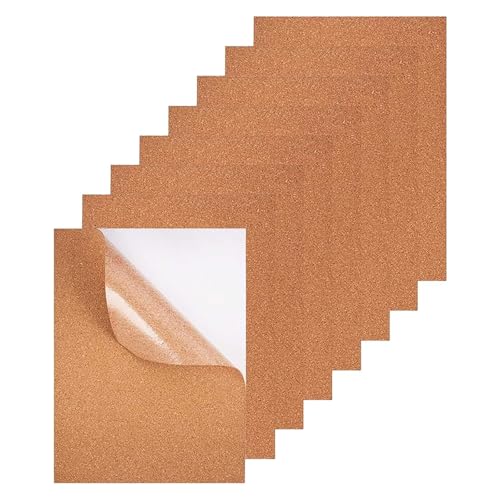 Lot de 8 panneaux adhésifs en liège pour carrelage mural et sol - Feuilles de bois décoratives pour bases et travaux manuels - 1 mm d'épaisseur - Panneau de décoration murale en liège