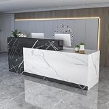 SUZEPER Front Counter Desk with Lockable Drawers, Reception Counter Desk with Open Shelves,Modern Retail Counter Computer Desk Reception Table for Salon Lobby Hotel Checkout Office(47'', B-Right)