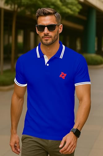 Image of Dagcros Classic Men's Polo T-Shirt with White Trim, Short Sleeve for Mens