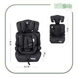FableKids Kinderautositz 9-36 kg | 3-Punkt-Sicherheitsgurt | Autokindersitz ab 15 M. | Autositz für Kinder 76-150 cm | Kindersitz einstellbare Kopfstütze ECE R129/03 | Verstellbar | Schwarz