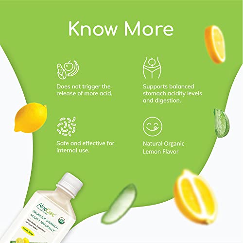 Aloecure Usda Organic Aloe Vera Juice Lemon Flavor, Bottled Within 12 Hours Of Harvest - Inner Leaf Aloe Vera, Natural Acid Reflux Treatment, Gerd, Natural Acid Buffer - Pure Aloe Juice For Digestion #TOP3