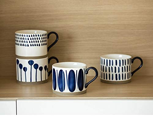Koja Hand Painted 15 Oz. Porcelain Ceramic Mugs Set. Service For 4. thumb #3