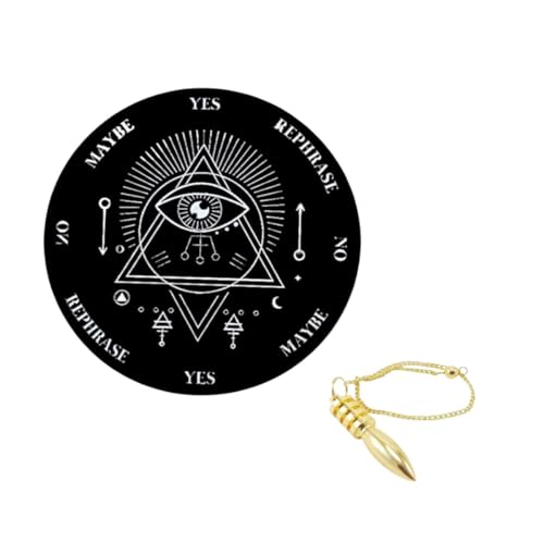 Image of Vastu Black Evil Eye Dowsing Board | 6 Inch | with Brass Pendulum (Pendulum Assorted) Acrylic Divination Board