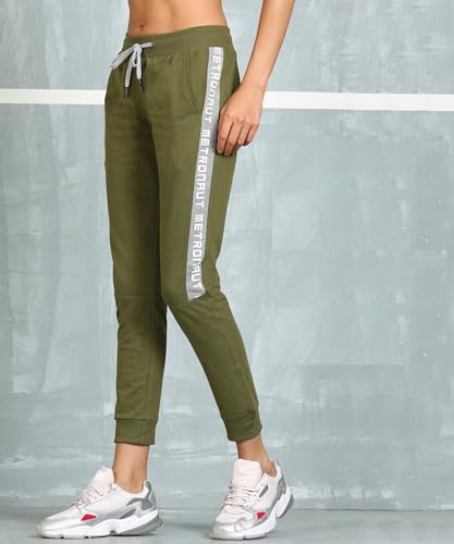 Image of Alan Jones Clothing Women's High Rise Solid Slim Fit Joggers Track Pant