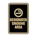 Signs ByLITA Portrait Round Designated Smoking Area Sign with Adhesive Tape, Mounts On Any Surface, Weather Resistant, Indoor/Outdoor Use (Black/Gold) - Small