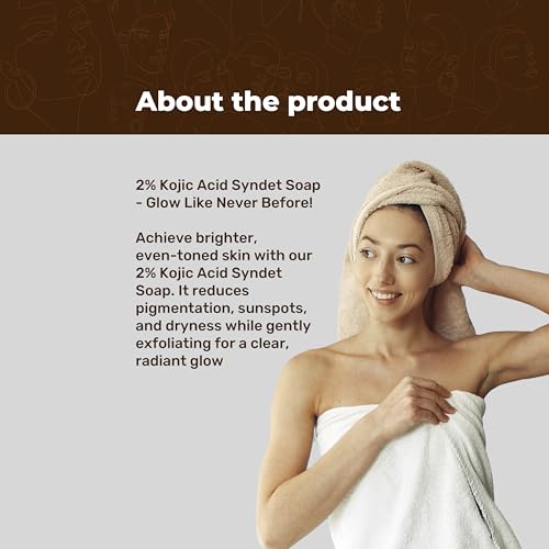 Image of 2% Kojic Acid Syndet Soap with Glutathione | For Pigmentation & Sun damage | Soap for Men & Women | Suitable for All Skin Types | 75g (Pack of 1)