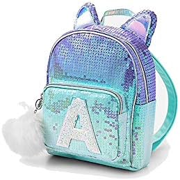 Justice Ombre Cat Initial Mini Backpack (Initial E)