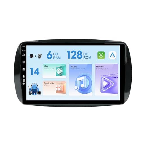 Autoradio Android 14 Doppio Din per Mercedes Benz Smart 453 Fortwo Anno 2014-2020 Fotocamera Canbus GRATUITA 6G+128G Supporto Controllo del Volante RDS 4G WiFi DAB Carplay BT5.0
