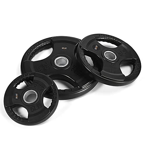 Spart Weight Plate 2-Inch Rubber Coated Olympic Grip Plate For Barbell,Solid Cast Iron Weight Plates In Pairs Or Single For Strength Training,Weightlifting,Crossfit,Home Gym, 45Lb, Single #TOP5