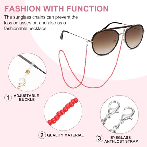 Image of uxcell Eyeglass Chains for Women, Eyeglass Holder Bead Chains Adjustable Sunglasses Lanyards Holder Chains for Glass