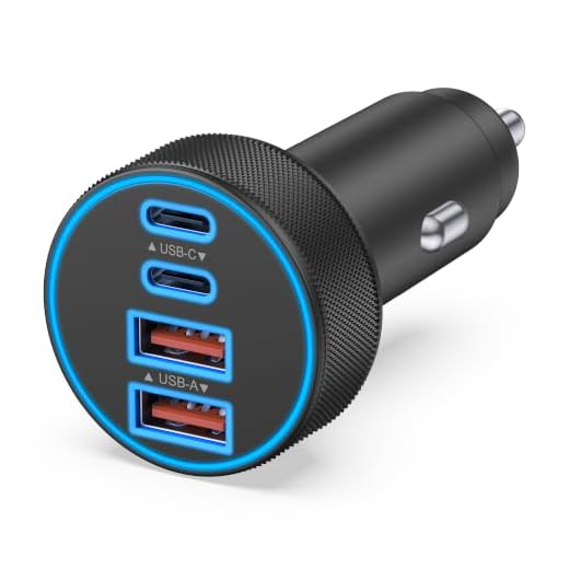 USB C Car Charger, 4-Port 90W Super Fast Charging Cigarette Lighter Adapter