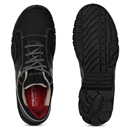 Image of PERF Typhoon Low Ankle Safety Shoes - Water-Repellent Diamond Leather Work Boots, Breathable Lining, Lightweight for Outdoor Performance