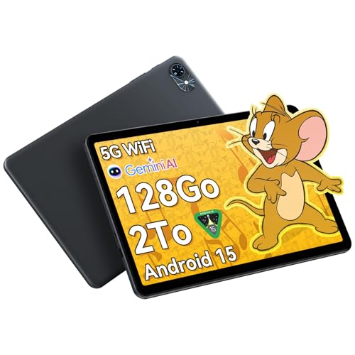 TABWEE Android 15 Tablette 10 Pouces, 12Go RAM+128Go ROM(TF/2To), 1280 * 800 Tablette Tactile, 5G WiFi, 6000 mAh Tablettes PC, Bluetooth 5.0, Double caméra, GPS,