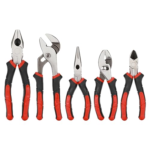 Image of Mayouko 5PCS Pliers Set, 8 Inch Groove Joint Pliers, 6 Inch Long Nose, 6 Inch Slip Joint, 6 Inch Diagonal Cutting, 7 Inch Linesman Pliers, Pliers Set for DIY&Home
