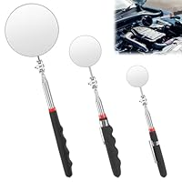 GFUEIGJ 3 Stück Teleskop Inspektionsspiegel Set Auto Reparatur Inspektionsspiegel Kreisförmiger Inspektionsspiegel 360 Grad Teleskop Spiegel Werkzeug mit Verlängertem Griff für Autoreparaturwerkzeug