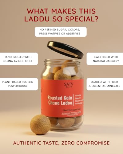 Image of Satv Dairy Roasted Kala Chana Laddu | Sweets | Healthy Laddoo | Homemade, Pure & Natural Laddu (36pcs)