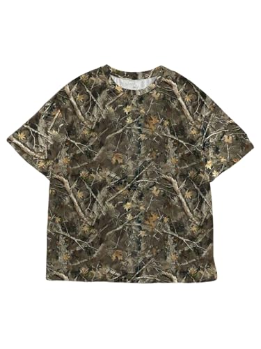 Girl's Vintage Camo Print T Shirt Short Sleeve Crew Neck Casual Graphic Tee Tops