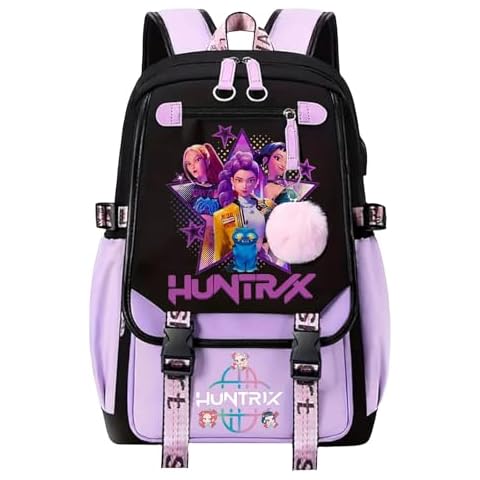 K-KPop D-D emon H-Hunters Cool Teen Character Cute Prints School Bag for Students Boys Girls Travel Vacation, Cool Rucksack for Schools, Daypacks with Zipper Lightweight and Stylish Cover