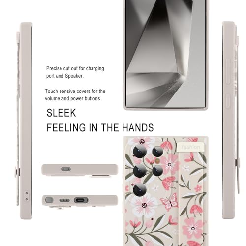 MOWIME Floral for Samsung Galaxy S24 Ultra Case with Wrist Strap, Flower Butterfly Design Shockproof Soft TPU Protective Cover Women Girls, Slim Anti Scratch Case for Galaxy S24 Ultra 6.8 Inch, White by MOWIME - Image 5
