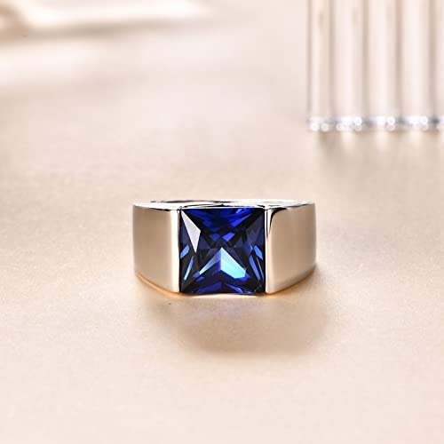 Atta Gems Mens Rings Rings For Men Men Custom Ring 4.3Ct Emerald Sapphire With Green Blue Gem Stone 14K White Gold Plated Men Ring Gift 925 Silver Band #TOP3