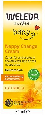 WELEDA Bio Baby Calendula Wundschutzcreme 30ml - Naturkosmetik Wundsalbe / Babycreme für den Schutz empfindlicher Baby Haut im Windelbereich. Hilft bei Rötungen, gereizter Haut und Wundsein