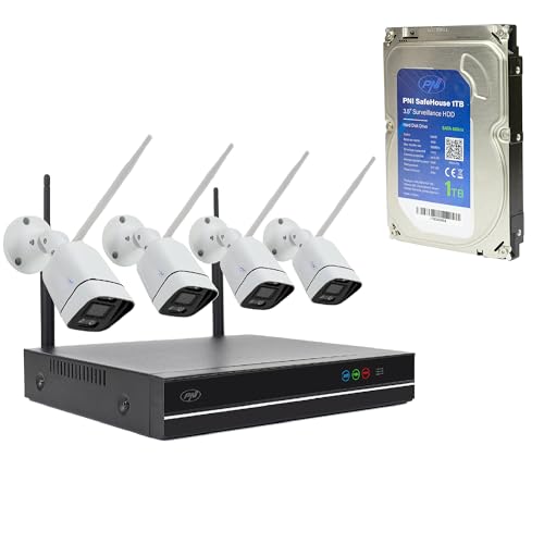 PNI House WiFi660 NVR-Videoüberwachungspaket mit 4 drahtlosen Kameras, 3 MP und PNI SafeHouse 1 TB Festplatte, 3,5 Zoll im Lieferumfang enthalten