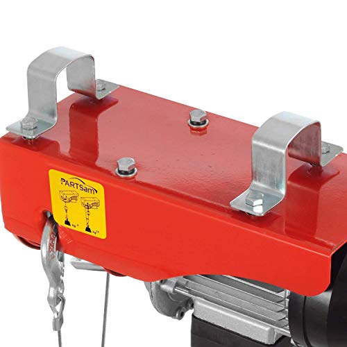 Partsam 440 Lift Electric Hoist Crane Remote Control Overhead Crane Garage Ceiling Pulley Winch Bundled With Towing Strap 12Feet X 2Inch (W/Emergency Stop Switch) #TOP3