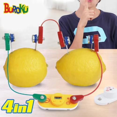 Buroku - Zestaw Bioelektryczności dla Dzieci | Generuj Prąd z Owoców i Napojów | Edukacyjna Gra STEM do Nauki Elektrochemii | Bez Baterii, Bezpieczny i Łatwy w Montażu