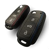 Capa de Silicone para Chave Canivete 3 Botões Gol Voyage G5 G6 G7 G8 Fox Polo Up Jetta Tiguan Passat Bora (Preto com Azul)