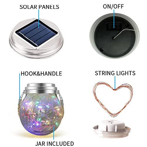 4 Pack Solare Mason Jar Luce, Lampade Argento Filo...
