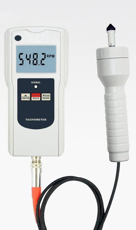 Intelligent Tachometer Digital Photo Tachometer Contact Tachometer Tach Meter Tester Motor Speed Measuring Device with Laser Tach Detecting Distance 50 to 600mm Resolution 0.01/0.1/1