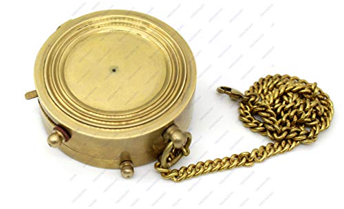 Brújula de latón grabada con estuche de cuero miniatura 5