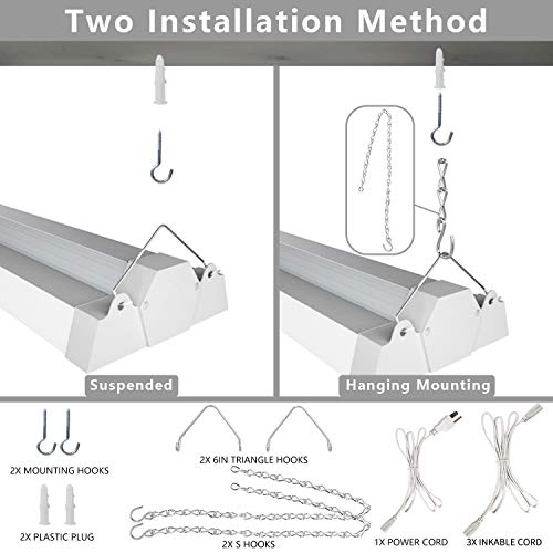 Freelicht 4 Pack 4ft LED Grow Light , 60W(220W Equivalent), Sunlike Full Spectrum Integrated Plant Light for Hydroponic Indoor Plant Seedling Veg and Flower, Plug in with On/Off Switch