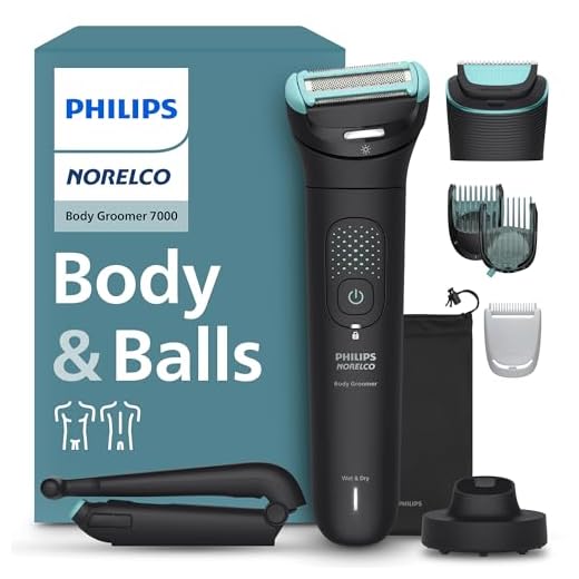 Philips Norelco Body Groomer 7000 Series, Men's Whole Body Groomer, Contour-Following 2D Flexing Head, Triple Protect Shave System & Intimate Body Hair Trimmer, 100% Showerproof, BG7480/50