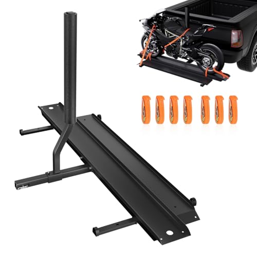 ROADGIVE 500 lb Motorcycle Hitch Carrier, Steel Dirt Bike Rack for Scooter/EBike with Loading Ramp & Ratchet Straps, Fits 2-Inch Receiver on Trucks/SUVs/Cars