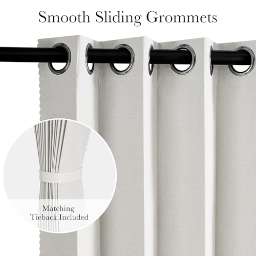 Image of RYB HOME Accordion Style Room Divider Curtain-100% Blackout Folding Accordion Curtain for Sliding Glass Door /Bedroom, Privacy Assurd Living Room /Office Drape 1 Panel with Tieback, W100 x L96, Beige