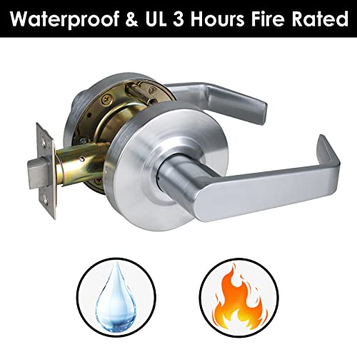Hisafe (60Mm Latch Commercial Door Lever Passage Lever Door Lock Heavy Duty Grade 2 Industrial Door Handle, Ul 3 Hour Fire Rated, Ada, (2-3/8'' Backset), 26D X-Xg-Ps-60 #TOP2