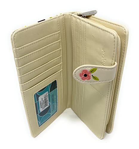 Shag Wear Chillin Sloth Large Animal Wallet for Women and Teen Girls Vegan Faux Leather Beige 7"4