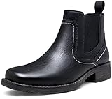 Jousen Chelsea Boots Men Square Toe Ankle Mens Dress Boots Casual Slip On Boots for Men(AMY8421 black 9)