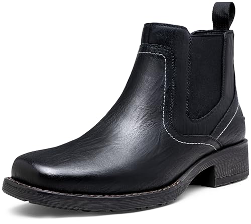 Image of Jousen Chelsea Boots Men Square Toe Ankle Mens Dress Boots Casual Slip On Boots for Men
