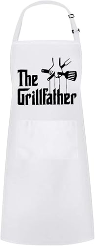 Hyzrz Delantales divertidos para hombres, mujeres, The Grillfather - Regalos para el Día del Padre, Día de la Madre, Cumpleaños - Delantal de cocina