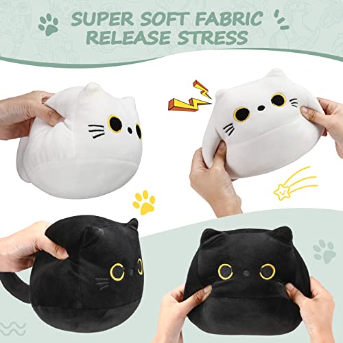 Auspicious Beginning Cute Black And White Combination Cat Plushie Toy - Soft And Bouncy Cat Stuffed Animals For Children, Comfortable Plush Cat Pillow Doll For Stress Relief, Sleeping And Decoration #TOP2