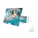 JKSVTF Screen Magnifying Glass 8/12 Inch Magnifying Glass Mobile Desktop Suction Cup Base Fixed Bracket 3D HD Movie Video Magnifying Screen,Black,8in (White 12in)