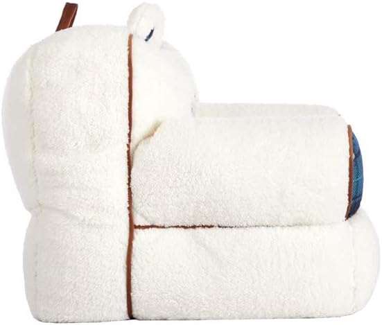 Miniatura 5 de Dearfoams White and Navy Lil Bear - Puf de felpa Sherpa con orejas novedosas, tamaño grande