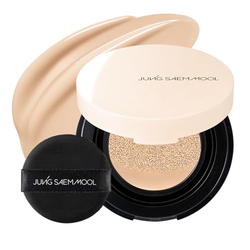 JUNG SAEM MOOL Essential Skin Nuder Cushion | Natural Finish, Buildable Coverage Cushion Foundation by Korean Makeup Artist (Mini, 0.17 Fl Oz), 19N N-Light